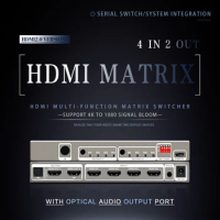 hdmi matrix switch 4X2 4K 60hz 4 In 2 Out SPDIF 5.1 port HDR10 Switch Splitter IR extension USB to RS232 serial port control