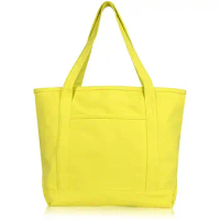 Cute Pink Canvas Tote Books Bag With Pocket High Quality Organic Cotton Shoulder Bags For Women