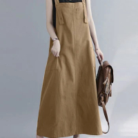 ZANZEA Adjustable Shoulder Straps Dresses 2023 Summer Women Sleeveless Maxi Dress Fashion Workwear Pockets Vestidos Streetwear