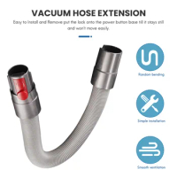 Extension Hose and Trigger Lock for Dyson - Flexible Hose and Switch Holder for Dyson V15 V11 V10 V8 V7 Vacuum Cleaner