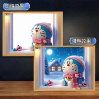 哆啦a夢燈光畵 來圖定叮噹貓小夜燈床頭客廳髮光裝飾畵送禮物 桌麵擺件可愛的叮噹貓 發光相框 送朋友禮物燈光畫 小夜燈