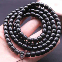 8mm 108 Fashion natural black Yak horn Barrel beads bracelet spread Blessing Souvenir Buddhism Colorful Spirituality Handmade
