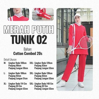 SKY - RAOURA SPORT Setelan Olahraga Pria dan Wanita Muslimah Model Tunic 02 Merah Putih Bahan Katun