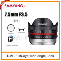 Samyang 7.5mm F3.5 Fish-eye Lens For Olympus Panasonic Lumix M43 Mount Camera Like GH5 G9 G5 GX7 GX8 E-M5 EPM2 PEN-F GM1