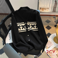 【2CV】現貨 冬新品 假兩件蝴蝶結針織毛衣QU181