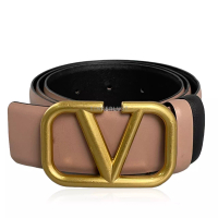 Valentino Garavani [PRELOVED] Valentino Reversible V-Logo Signature Nude Leather Belt