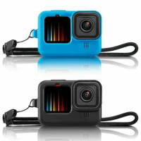 Protective Silicone Case Cover For GoPro Hero 9 Black Action Camera Anti-drop Protective Shell With Lens Cover/Lanyard