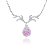 【AURORA 歐羅拉】GIA 30分水滴形 梨形天然粉紅鑽石 18K金鑽墜 麋鹿(Very Light Pink)