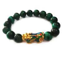 Pi Yao/Pi Xiu Series Feng Shui colored pixiu with green tiger eye stones Bracelet Temperature Discoloratio pixiu bracelets