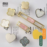 簡約北歐特色單孔拉手衣鉤兩用銅拉絲愛心四葉草帶鑽梳妝櫃床