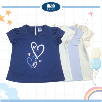 [IHAB Baby] Baby Girl Cotton Short Sleeve T-Shirt Blouse Printed Love | Baju Bayi Perempuan | 0-36 m