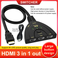 4K 2K 3D HDMI-compatible Switch 3 Input 1 Output KVM Splitter 4K 30Hz 3D Mini 3 Port Video Switcher Hub Hub Cable for PS3 DVD TV