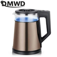 DMWD 1.8L Electric Kettle Blue LED Light Visual Glass Kettle 1800W Tea Coffee Kettle Pot Hot Water Boiler Stainless Steel Linner