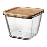 IKEA 365+ 附蓋保鮮盒, 方形 玻璃/竹, 1.2 公升