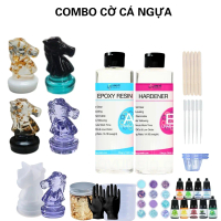 Combo Làm Cờ Cá Ngựa Handmade Epoxy Resin, Bộ Kit Tự Làm Cờ Cá Ngựa Tại Nhà - Lotus Craft Shop