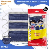 Masker Anak Medis 3Ply NICESO Isi 10Pcs Warna Navy Biru Dongker 3 Ply Earloop Surgical Mask Kemenkes