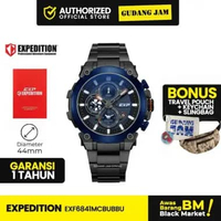 Jam Tangan Pria Analog Expedition EX 6841 MCB Stainless Steel Black Blue