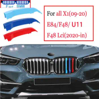 3pcs ABS M Power Performance Car Racing Grille Trim Strip Clip For BMW X1 E84 F48 F49 U11 2009-2023 2019 2020 2023 2021 2018