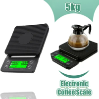 5kg LCD Electronic Drip Coffee Scale High Precision Measuring Digital Display Timer Coffee Weight Tools Portable Kitchen Scales