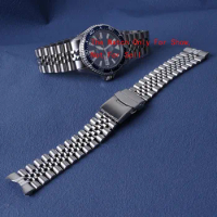 Carywet 22mm Jubilee Watch Band Strap Silver Bracelets Solid Curved End For ORIENT RA-AA0002L 316L Stainless Steel Watch Band