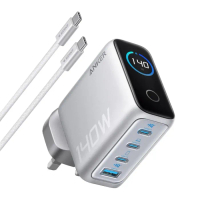 Anker Charger (140W, 4-Port, PD 3.1) with USB-C Cable B2697 [香港行貨 18個月保養] - 銀色 