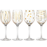《Mikasa》金黃紋飾白酒杯4件(414ml) | 調酒杯 雞尾酒杯 紅酒杯