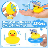Gthe12 Set getah itik kereta Dashboard hiasan getah itik mandi mainan Duckies dengan kalung cermin mata hitam topi jerami untuk kanak-kanak kanak-kanak
