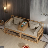 家具 新中式羅漢床實木伸縮床白蠟木小戶型沙發禪意床榻約躺椅