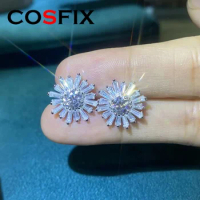 COSFIX Moissanite Diamond Stud Earrings For Women Daisy D Color Women's Moissanite Earrings 0.5-1ct Moissanite Earrings Trend