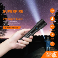 SUPERFIRE GTS6 7W Super Bright Flashlight 5 Modes USB-C Rechargeable 18650 Battery Ultra Bright LED Torch For Camping Lantern