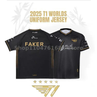 เสื้อยูนิฟอร์มทีมอีสปอร์ต T1 รุ่นใหม่ปี 2025 เสื้อยืดแข่งขัน League Of Legends World Finals เสื้อยืด