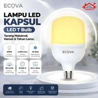 ECOVA Lampu Bohlam LED T Bulb 5 10 15 20 30 40 50 Watt Cahaya Putih 6500K / Kuning 3000K 40 Watt Kun