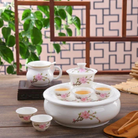 8pcs Set, Bone China Kung Fu Tea Pot and Cup Set, Ceramic Tea Ceremony Set, Japanese Gong Fu Tea Set, Chinese Wedding Tea Set