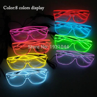 Cheap 5pieces EL Glasses 10Colors Available EL Wire Glowing Sunglasses with Transparent Lens for Glow Party DIY Decoration