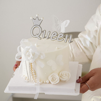 QUEEN 皇冠 珍珠 女王 蛋糕插 珍珠蛋糕裝飾 母親節 情人節 生日 慶生 蛋糕裝飾