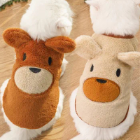 Pet Plush Teddy Bear Ear Jacket for Warmth Pet Cute Teddy Schnauzer Puppy Clothes Dogs Coat Dog Clothes for Small Dogs