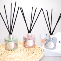 50ml Mini Oil Aroma Diffuser with Sticks, Home Scent Diffuser for Bedroom, Office, Hotel, Bathroom Glass Reed Diffuser Gift Set