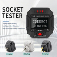 Professional Socket Tester Pro Voltage Test RCD 30mA Socket Detector EU Plug Ground Zero Line Plug Polarity Phase Check Tool