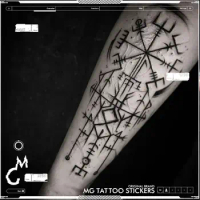 Mystic Totem Temporary Tattoos Goth Punk Trident Fake Tattoo Trendy Tattoo Stickers Waterproof Geometry Arm Tattoo Wholesale
