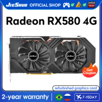 JIESHUO AMD RX 580 4GB 2304SP Video graphics card GDDR5 GPU 256BIT rx580 4g Support Computer desktop Computer Games Office 580rx