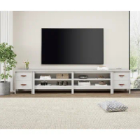 WAMPAT TV Stand for 95 Inch TV with Charging Station, Wood Entertainment Center for 85 90 100 inch TV Console Table