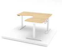 Austin Platinum L型 辦公升降桌 -橡木色(EZW02) -白色腳框