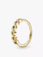 Pandora Marvel infinity 14 gold-plated ring with royal green, royal blue, salsa red, royal purple, h