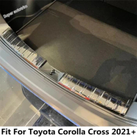 Car Rear Trunk Bumper Door Sill Plate Guard Scuff Protector Cover Trim Interior Accessories For Toyota Corolla Cross 2021 - 2023