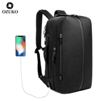 OZUKO Multifunction Backpack USB Charging Men Backpack Large Capacity Waterproof Travel Bag Male Laptop Backpack Fashion mochila