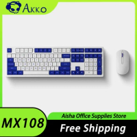 Akko MX108 Mechanical Keyboard Two Mode 2.4G Bluetooth Wireless Gaming Keyboard Portable Ergonomics Office Pc Gamer Mac Win Gift