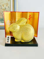 日本藥師窯金色招福兔置物擺飾