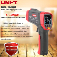 UNI-T UT305S non-contact infrared thermometer, high-precision 2000 ℃ steel boiler electric power inspection temperature detector