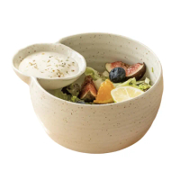 【CHA-CHA-LIFE 恰恰生活】日式陶瓷分格碗 1入(醬料碟+碗 2合1)