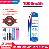 LOSONCOER Top Brand 100% New HMC1450 1000mAh Battery For 70mai Smart Dash Cam Pro ,Midrive D02 Batteries